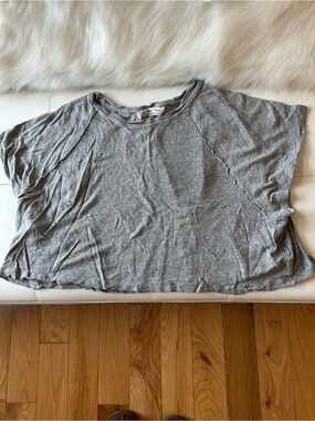 Free People Oversized Crop Lightweight Gray Women's Short Sleeve Tee